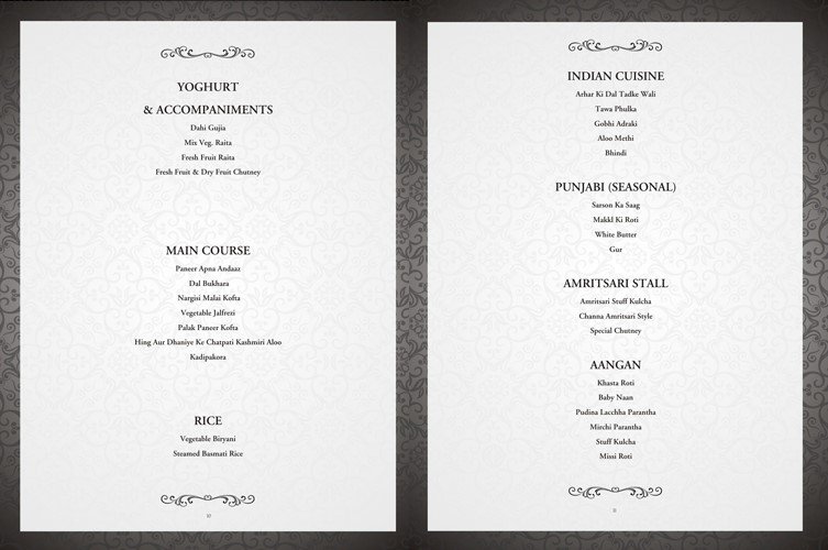 wedding halls in rohini menu